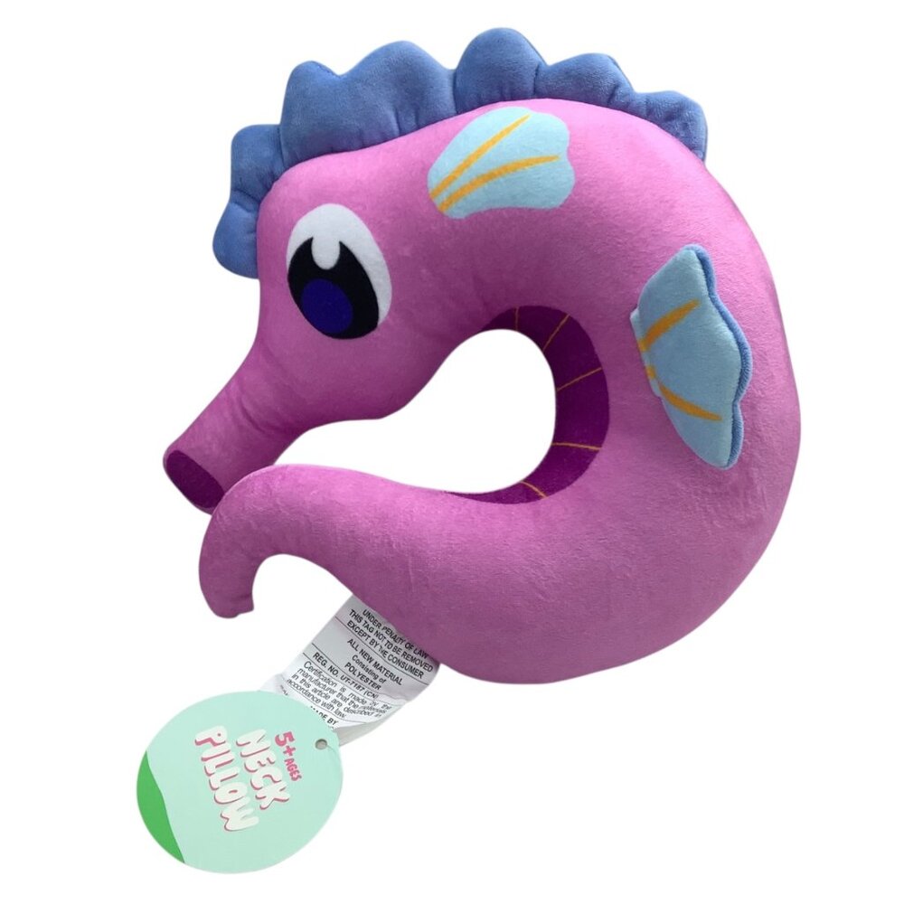 Seahorse Shaped Neck Travel Pillow‎ For Kids Ages 5+ Vivitar NEW NWT